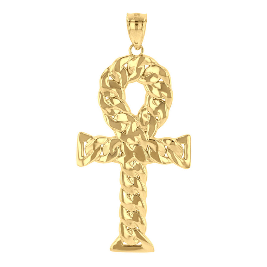 Sterling Silver Textured Ankh Egyptian Cross Pendant Necklace (Copy)Gold Textured Ankh Egyptian Cross Pendant Necklace(Available In Yellow/Rose/White Gold)