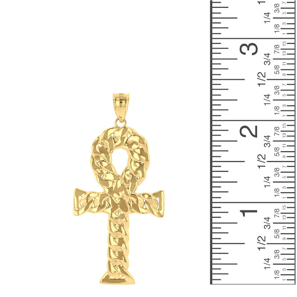Sterling Silver Textured Ankh Egyptian Cross Pendant Necklace (Copy)Gold Textured Ankh Egyptian Cross Pendant Necklace(Available In Yellow/Rose/White Gold)