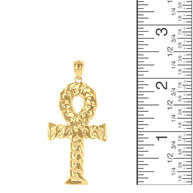 Sterling Silver Textured Ankh Egyptian Cross Pendant Necklace (Copy)Gold Textured Ankh Egyptian Cross Pendant Necklace(Available In Yellow/Rose/White Gold)