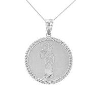 Solid Gold Santa Muerte Cuban Link Frame Medallion Pendant Necklace 1.28