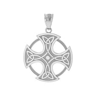 Sterling Silver Trinity Knot Celtic Cross Irish Pendant Necklace