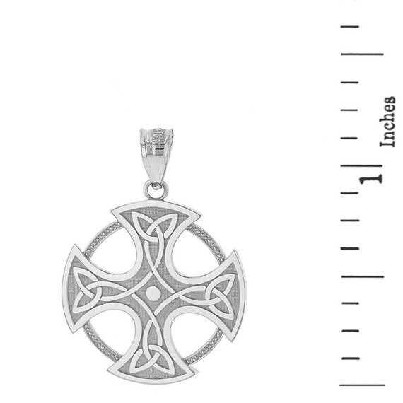 Sterling Silver Trinity Knot Celtic Cross Irish Pendant Necklace