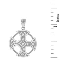 Sterling Silver Trinity Knot Celtic Cross Irish Pendant Necklace