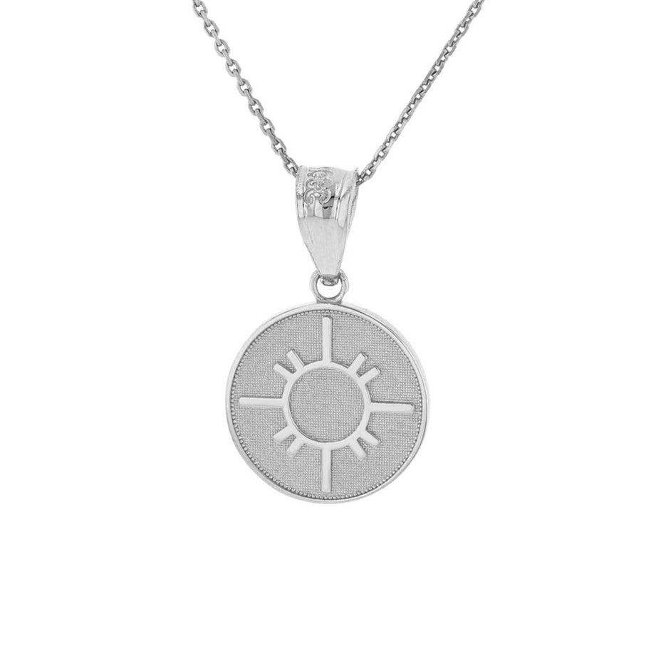 .925 Sterling Silver Native American Geometric Sun Symbol Dainty Disc Medallion Pendant Necklace