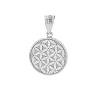 Solid Gold Flower of Life Dainty Disc Medallion Pendant Necklace (Available in Yellow/Rose/White Gold)