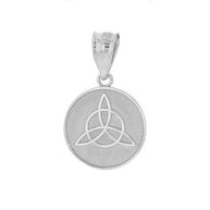 .925 Sterling Silver Triquetra Irish Celtic Disc Circle Pendant Necklace