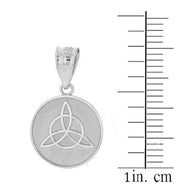 .925 Sterling Silver Triquetra Irish Celtic Disc Circle Pendant Necklace