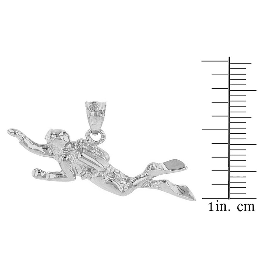 .925 Sterling Silver Ocean Scuba Diver Underwater Exploration Pendant Necklace