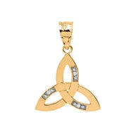 Solid Gold Diamond Celtic Trinity Knot Pendant Necklace(Available In Yellow/Rose/White Gold)