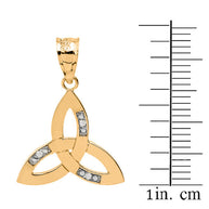 Solid Gold Diamond Celtic Trinity Knot Pendant Necklace(Available In Yellow/Rose/White Gold)