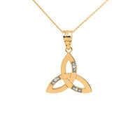 Solid Gold Diamond Celtic Trinity Knot Pendant Necklace(Available In Yellow/Rose/White Gold)