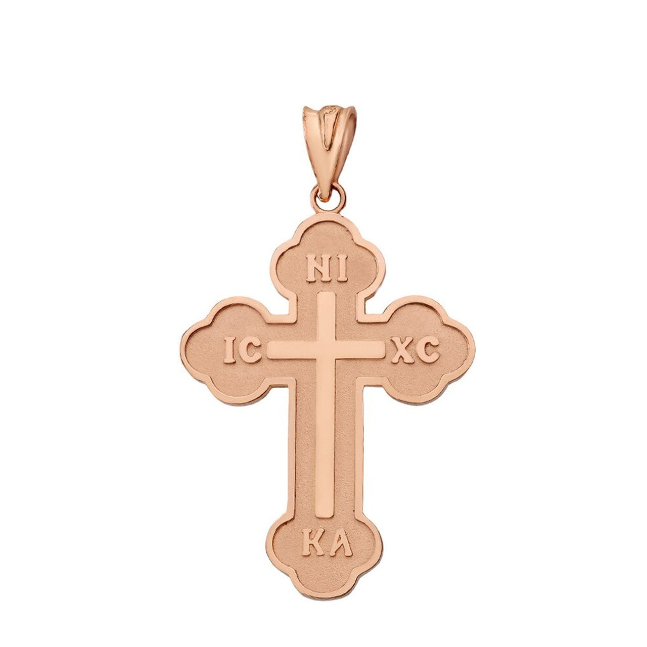 Gold Large Saint Nicholas Greek Orthodox Russian Cross Pendant Necklace(Available in Yellow/Rose/White Gold)