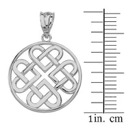 Woven Celtic Hearts Circle Pendant Necklace in Solid Gold (Yellow/Rose/White)