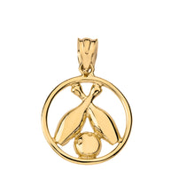 Solid Gold Circle Bowling Pendant Necklace (Available in Yellow/Rose/White Gold)