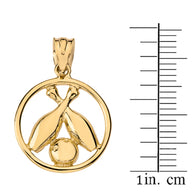 Solid Gold Circle Bowling Pendant Necklace (Available in Yellow/Rose/White Gold)