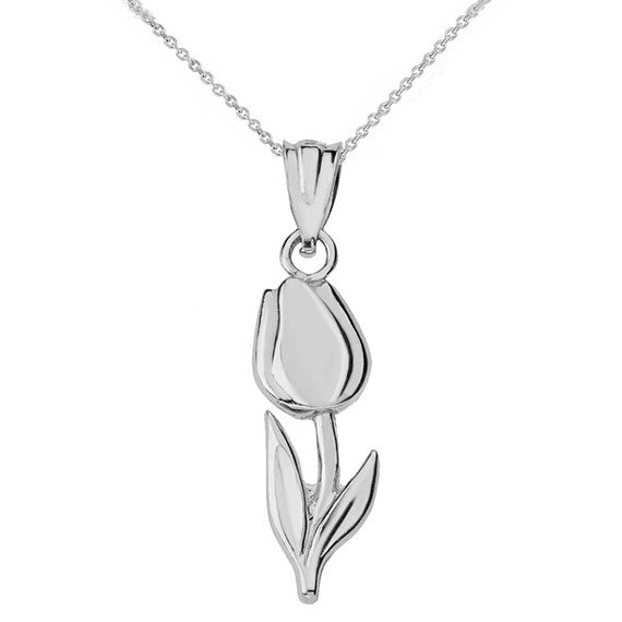 Silver Hibiscus Flower Necklace (Available with Red or Clear Cubic Zirconia)