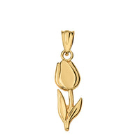Gold Tulip Flower Pendant Necklace (Available in Yellow/Rose/White Gold)