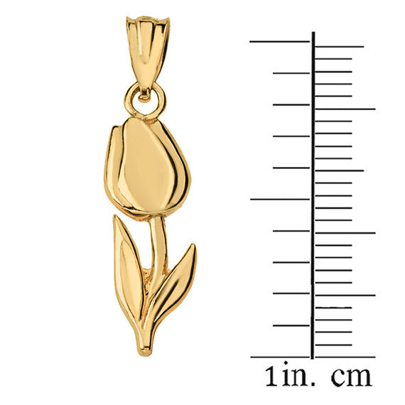 Gold Tulip Flower Pendant Necklace (Available in Yellow/Rose/White Gold)