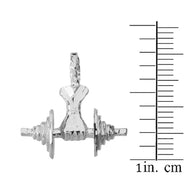 Bodybuilding Lifting Barbell 3D Pendant Necklace in Solid Gold (Available inYellow/Rose/White)