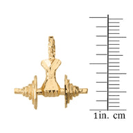 Bodybuilding Lifting Barbell 3D Pendant Necklace in Solid Gold (Available inYellow/Rose/White)