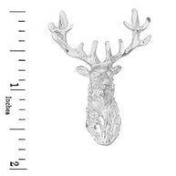 Sterling Silver Stag Deer Head Pendant Necklace