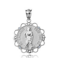 Sterling Silver Round Saint Lazarus Pendant Neckla
