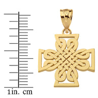Gold Woven Celtic Cross Pendant Necklace (Available in Yellow/Rose/White Gold)