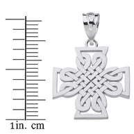 Sterling Silver Woven Celtic Cross Pendant Necklace