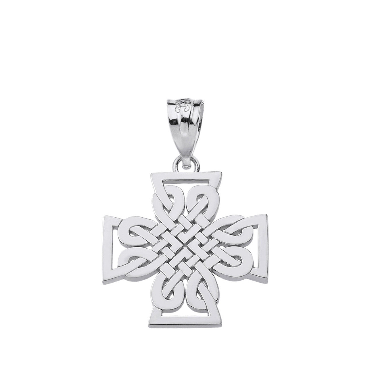 Sterling Silver Woven Celtic Cross Pendant Necklace