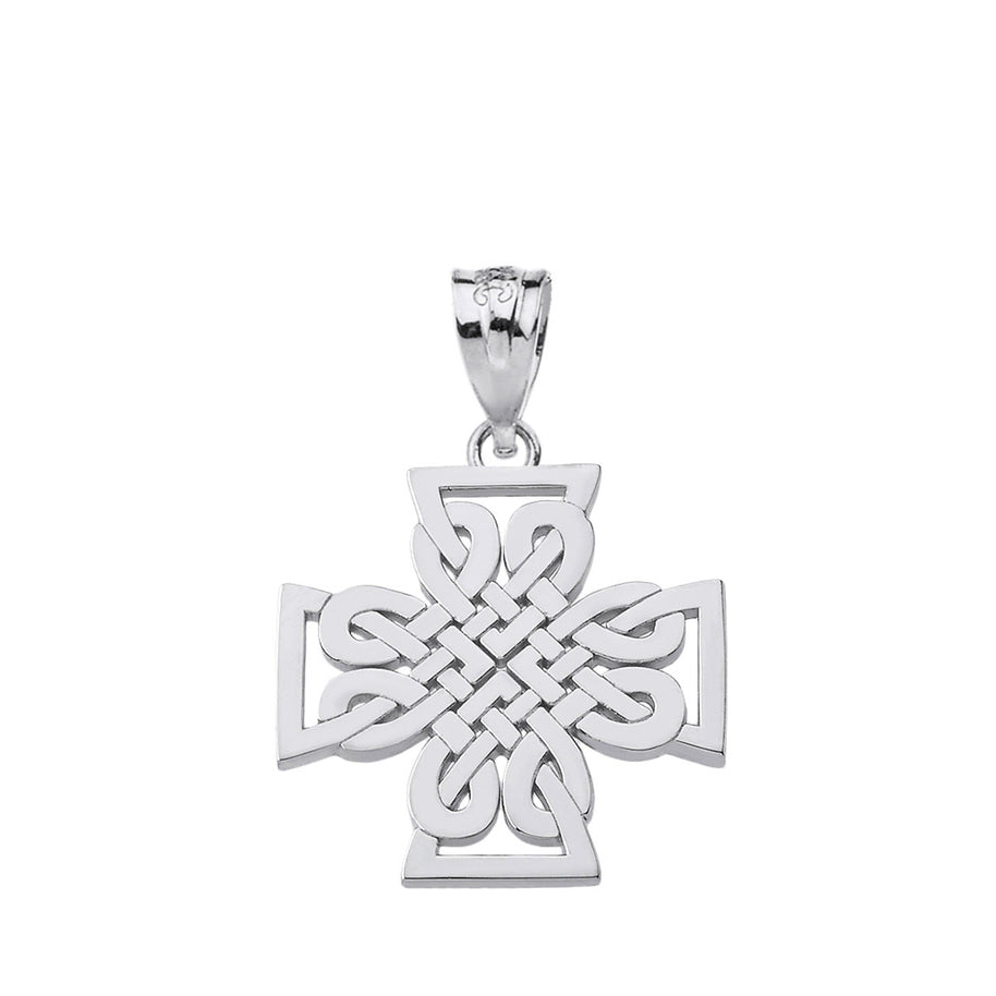 Sterling Silver Woven Celtic Cross Pendant Necklace