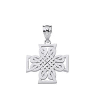 Sterling Silver Woven Celtic Cross Pendant Necklace