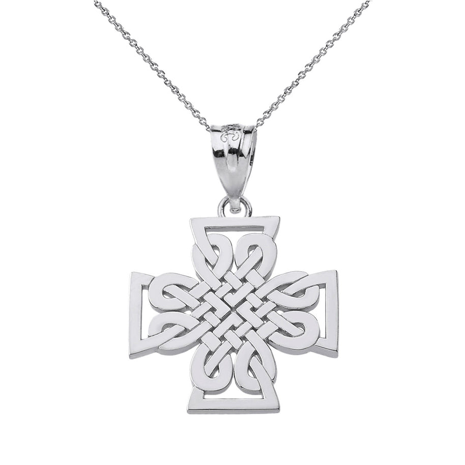 Sterling Silver Woven Celtic Cross Pendant Necklace