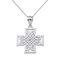 Sterling Silver Woven Celtic Cross Pendant Necklace