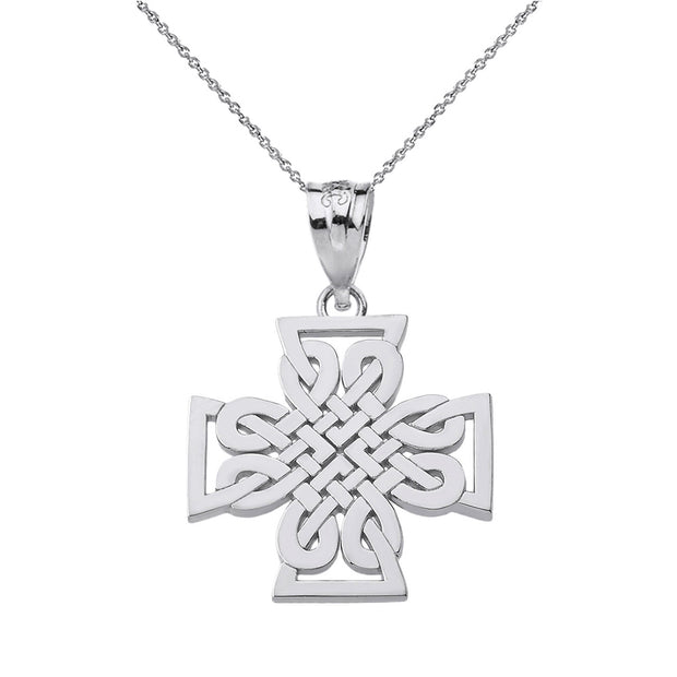 Sterling Silver Woven Celtic Cross Pendant Necklace