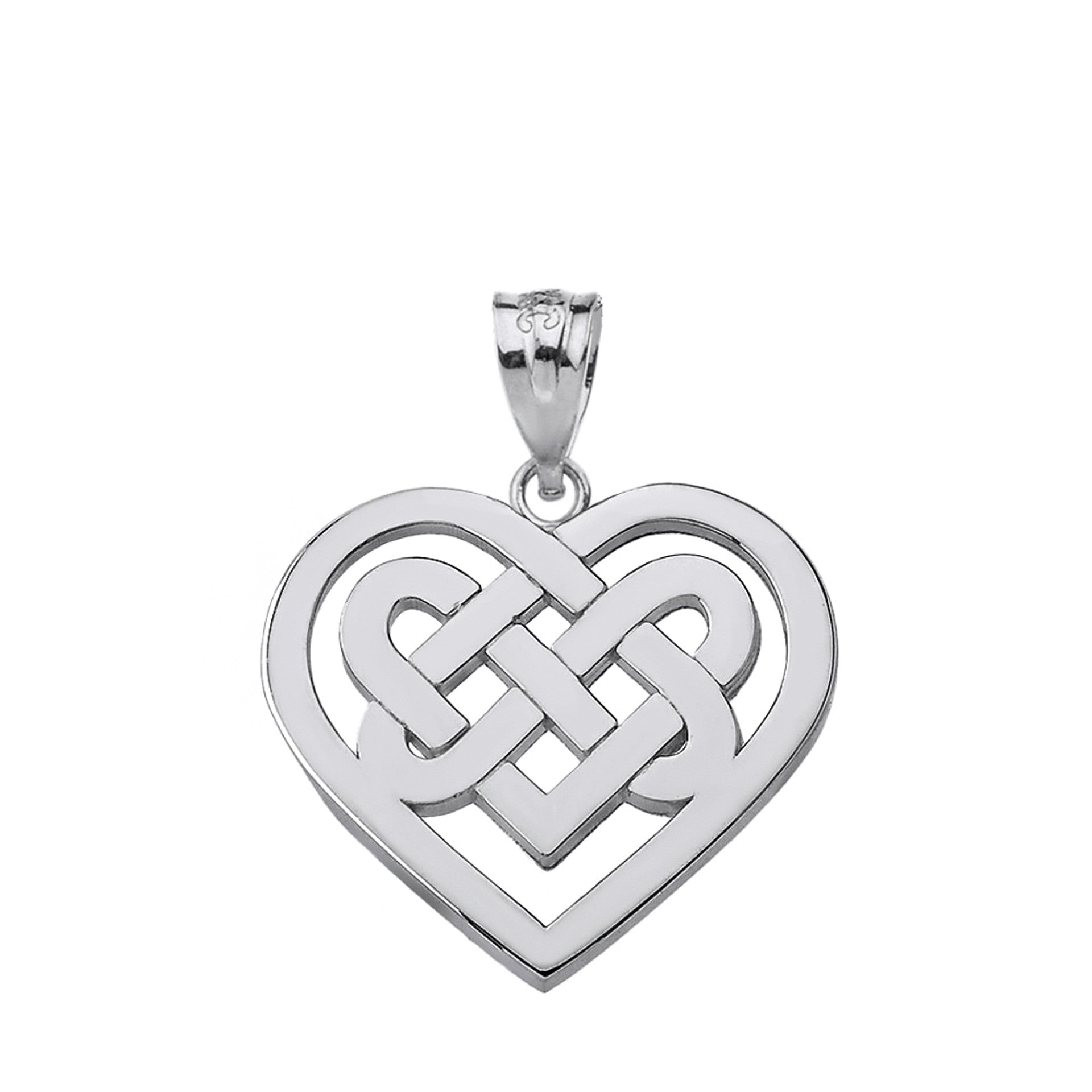 Sterling Silver Celtic Knot Woven Heart Pendant Necklace