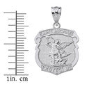 Sterling Silver Saint Michael Protect Us Shield Pendant Necklace