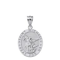 Sterling Silver Engravable CZ Saint Valentine Pray For Us Oval Pendant Necklace (1.04