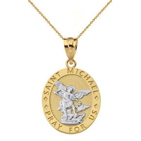 Engravable Diamond Saint Martin of Tours Pray For Us Oval Pendant Necklace (1.04") in Gold (Yellow/Rose/White/Two Tone Gold))