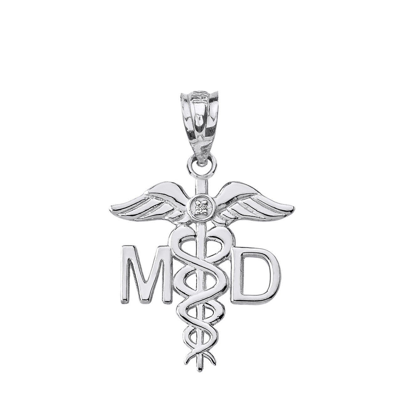 Sterling Silver CZ Medical Doctor Pendant Necklace