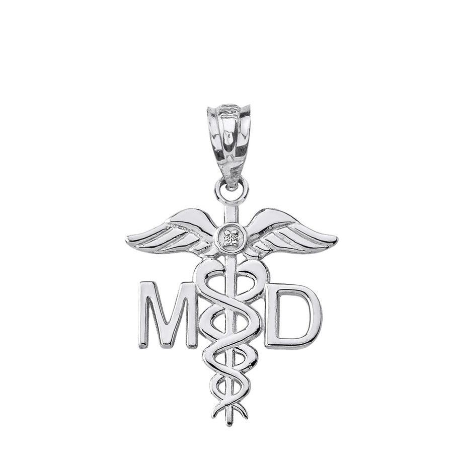 Sterling Silver CZ Medical Doctor Pendant Necklace