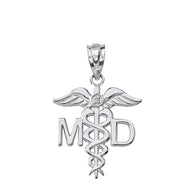 Sterling Silver CZ Medical Doctor Pendant Necklace