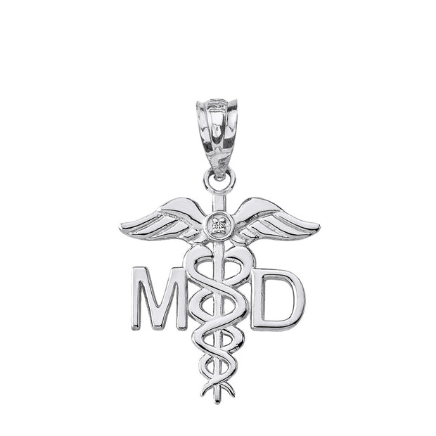 Sterling Silver CZ Medical Doctor Pendant Necklace
