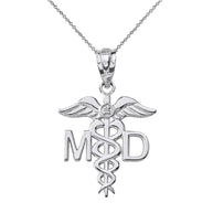 Sterling Silver CZ Medical Doctor Pendant Necklace