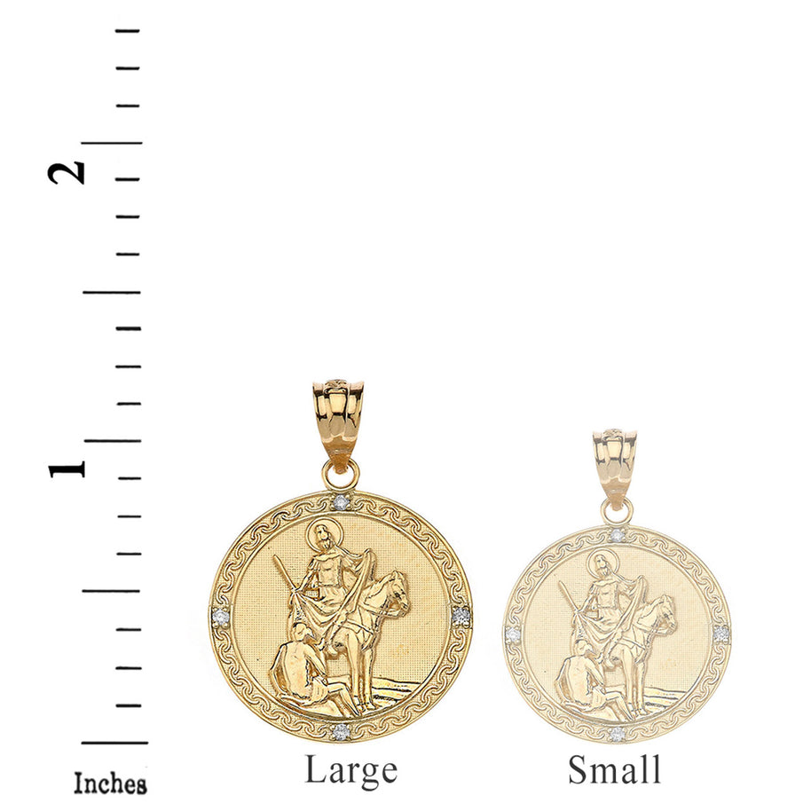 Engravable Diamond Saint Martin of Tours Pray For Us Circle Pendant Necklace (1.15