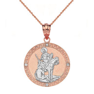 Engravable Diamond Saint Martin of Tours Pray For Us Circle Pendant Necklace (1.15