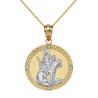 Engravable Diamond Saint Martin of Tours Pray For Us Oval Pendant Necklace (1.04