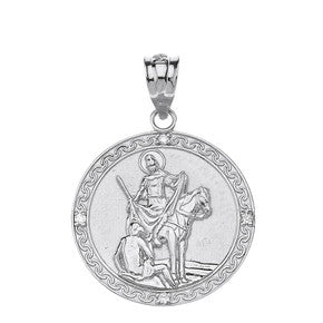 Sterling Silver Engravable CZ Saint Martin of Tours Pray For Us Oval Pendant Necklace (1.04