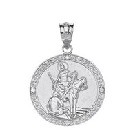 Sterling Silver Engravable CZ Saint Martin of Tours Pray For Us Oval Pendant Necklace (1.04