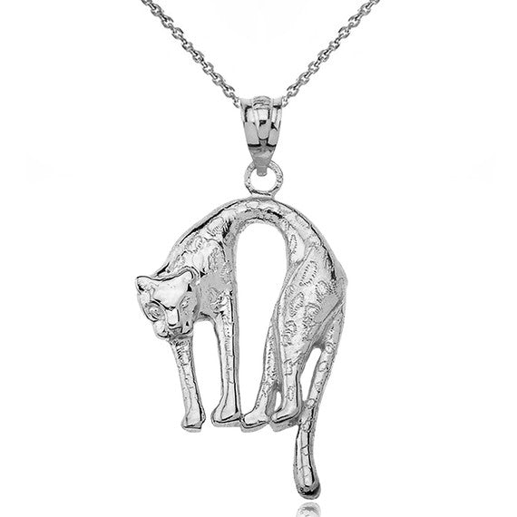 Sterling Silver Arched Cheetah Pendant Necklace