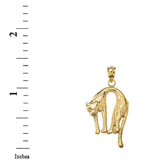 Solid Gold Arched Cheetah Pendant Necklace (Available in Yellow/Rose/White Gold)